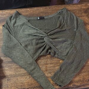 Forest Green Knotted Crop Top